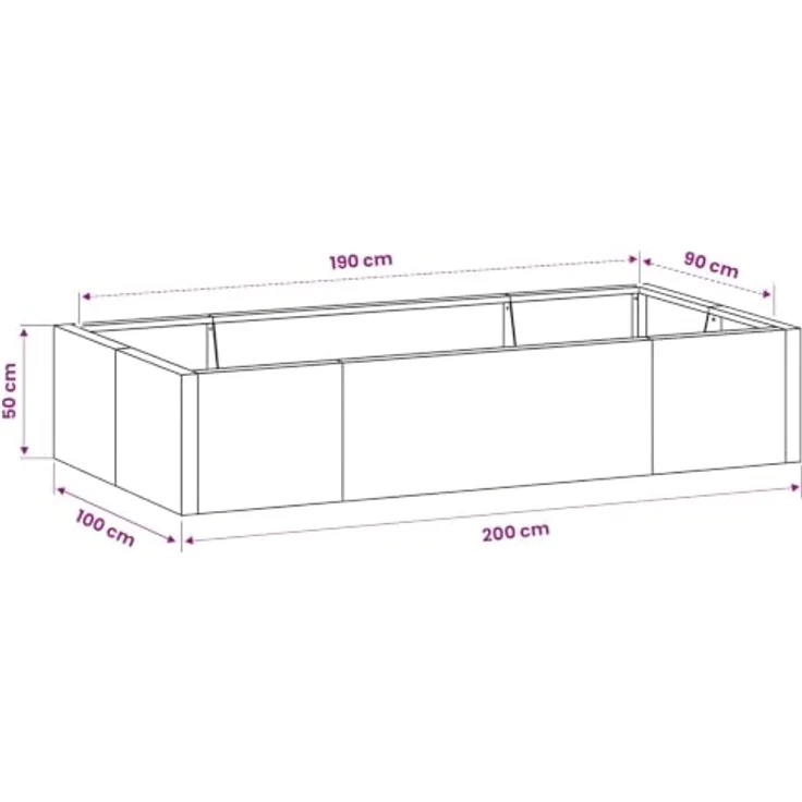 vidaXL Beetumrandung Stützmauer, modular und wetterbeständig, 6 Teile, Stahl schwarz, 200 x 100 x 50 cm – Bild 2
