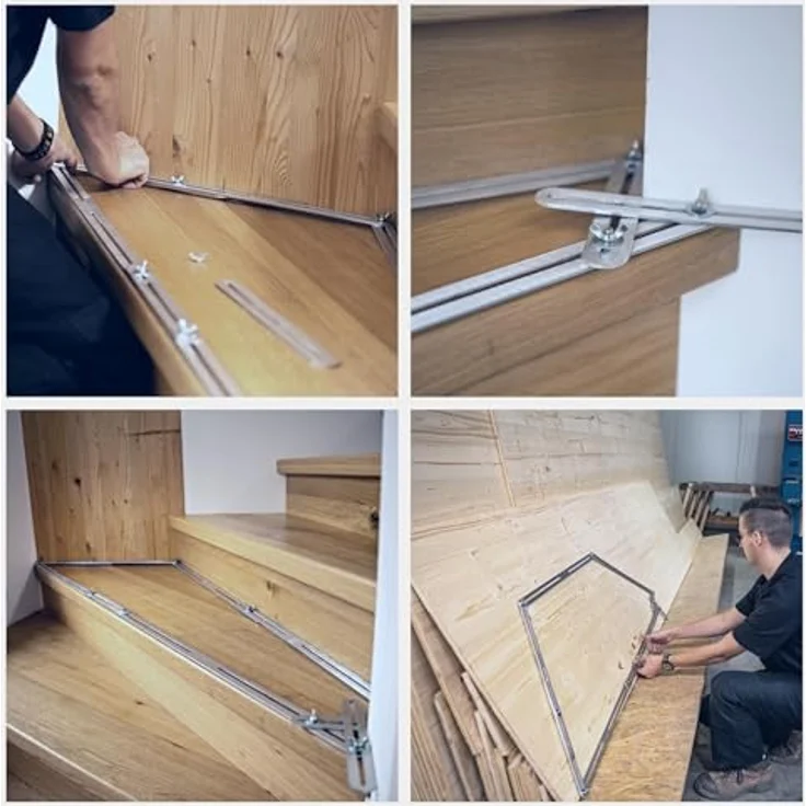 hedue® Winkelschablone T512 - Treppenlehre mit 48 Aluschienen, Treppenwinkelschablone, Treppenschablone zum Übertragen von vieleckigen Konturen – Bild 4