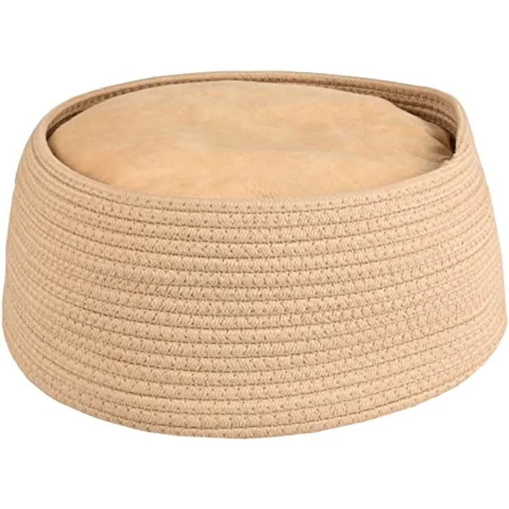 Flamingo Korb HEBE rund + Kissen beige Durchmesser 33 x 15 cm