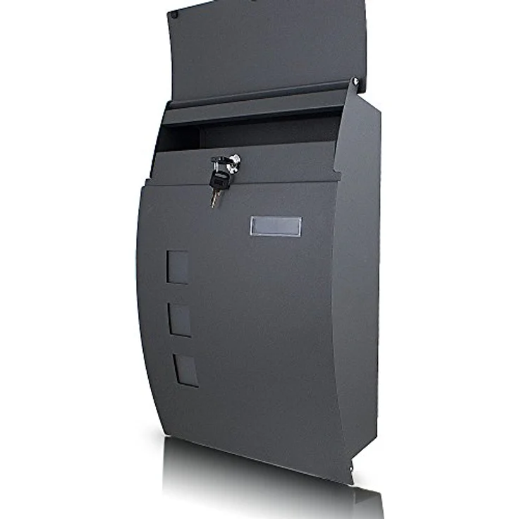MS-Point Wandbriefkasten Letterbox, Halbrund mit 3 Sichtfenstern, Dunkelgrau Matt – Bild 2
