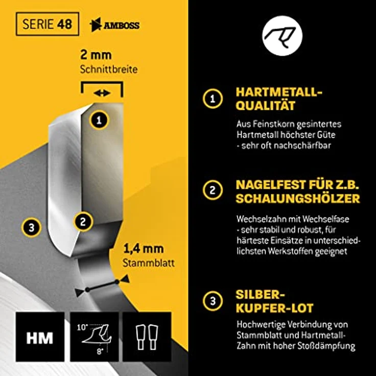Universal Kreissägeblatt - AMBOSS Werkzeuge - 160 x 20/16 mm (42 Zähne) - Hochwertige Multifunktions-Kreissägeblätter aus Hartmetall - Zum Sägen von Holz, Metall & Kunststoff… – Bild 5