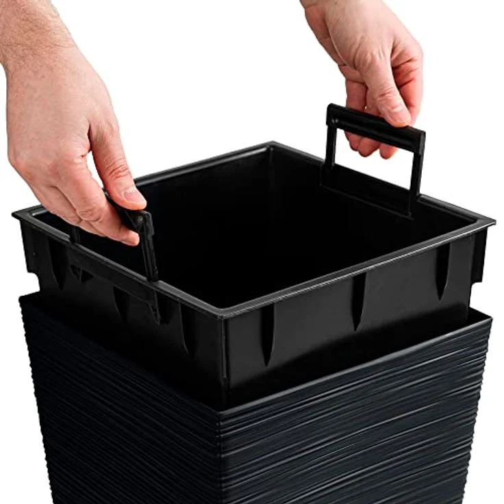 Prosperplast Furu Square Pflanzgefäß, rechteckig, Kunststoff, 75,5 cm hoch, 91,5 l Fassungsvermögen, mit auslaufsicherem Deckel – Bild 5