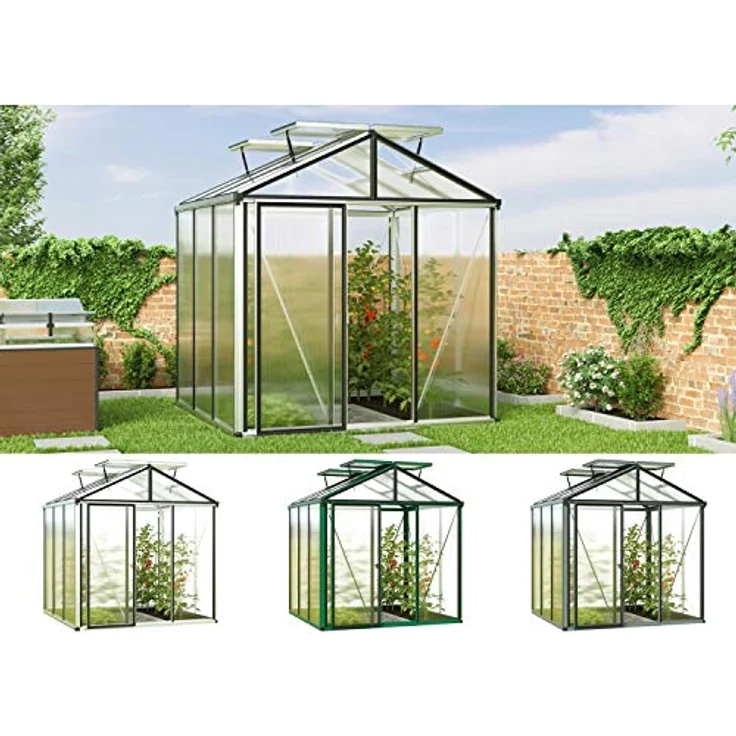 GFP Gewächshaus Diamas 22 Light 235x311 cm mit integriertem Fundament 12 mm Doppelstegplatten, Farbe Moosgrün - Made in Austria – Bild 2