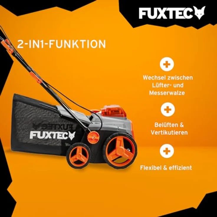 Fuxtec 40V Akku-Vertikutierer FX-E2VE38SET inkl. Akku+ Ladegerät, 38 cm Arbeitsbreite, einstellbare Arbeitstiefe bis 12 mm, 45L Fangkorb, kabellos – Bild 5