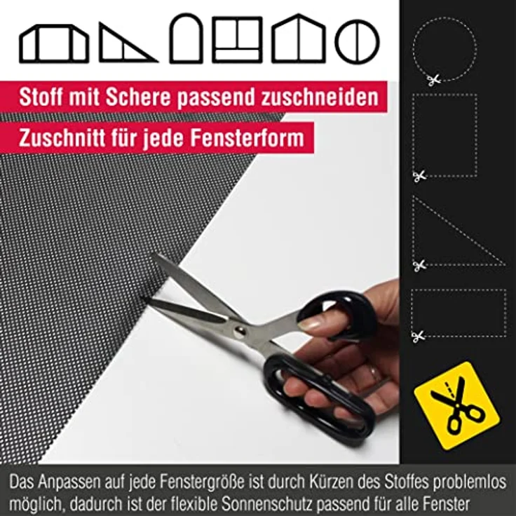 Gardinia Flexibler Sonnenschutz schwarz, zuschneidbar, lichtdurchlässig, 100x200 cm - Gardinia – Bild 5