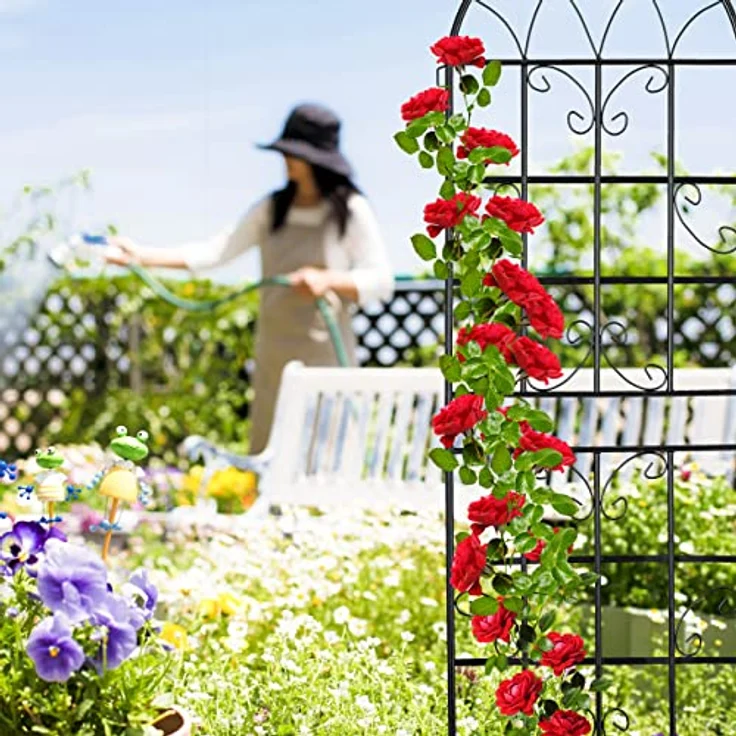 Relaxdays Rankgitter Metall, 2er Set, zum Stecken, Rankhilfe für Kletterpflanzen, 150 x 50 cm, Spalier Garten, schwarz – Bild 3