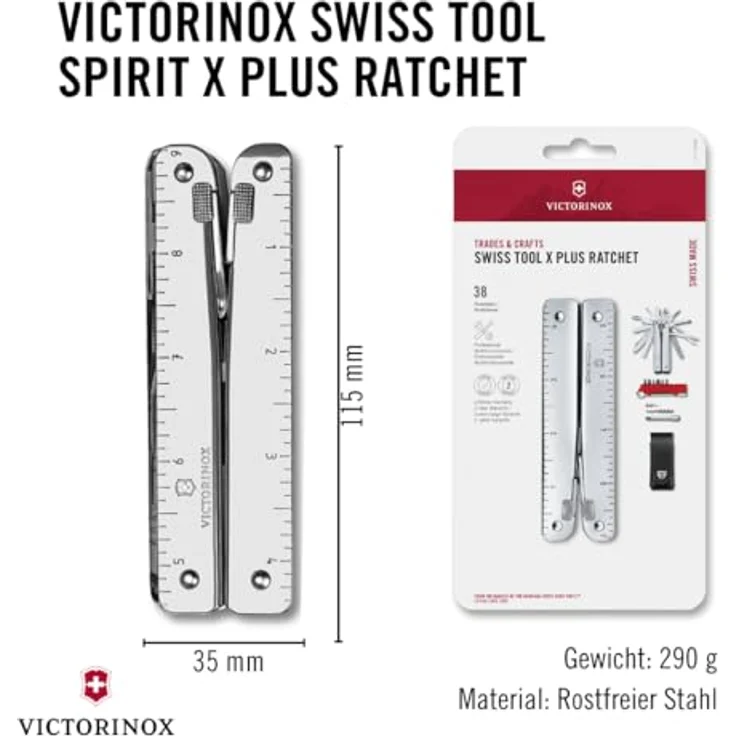 Victorinox Multifunktionswerkzeug SwissTool X Plus Ratchet (38 Funktionen, Etui, Ratsche) silber – Bild 4