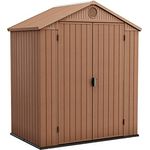 Keter Gerätehaus Darwin 6x4 DD, Braun, Außenmaße 190x122x221cm, wartungsfrei, Kunststoff,wetterfest, Gartenhaus Geräteschuppen Gartenhütte, Hütte für Gartengeräte