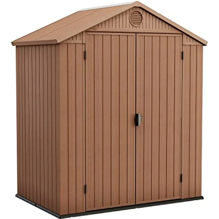 Keter Gerätehaus Darwin 6x4 DD, Braun, Außenmaße 190x122x221cm, wartungsfrei, Kunststoff,wetterfest, Gartenhaus Geräteschuppen Gartenhütte, Hütte für Gartengeräte
