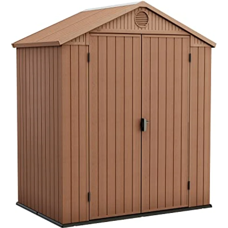 Keter Gerätehaus Darwin 6x6, Braun, Außenmaße 190x183x221cm, wartungsfrei, wetterfest, wasserdicht, mit Unterboden – Bild 1