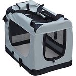 Wiltec Fudajo Faltbare Transportbox für Hunde, Katzen S (50x34x36cm), robust, leicht, sicher, mit Tragegriff und Decke, Grau - Preisvergleich
