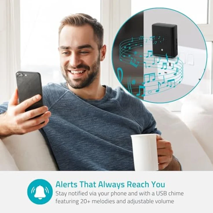 Nedis WIFICDP31BK, WLAN Video Türklingel mit Dual Lens, 4 MP 1080p, 115° Weitwinkel, Farbige Nachtsicht, Zwei-Wege-Audio, Bewegungserkennung, 4400 mAh Akku, Schwarz – Bild 5