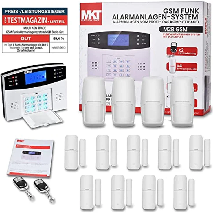 MKT M2B-4 GSM Funk Alarmanlagensystem Set aus 17 Teilen LCD Display – Bild 2
