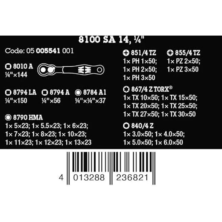 Wera 8100 SA 14 Zyklop Comfort Knarrensatz, 28-teiliges Bit- und Steckschlüsselset mit schlanker Knarrenform und textilem Aufbewahrungsbehälter – Bild 2