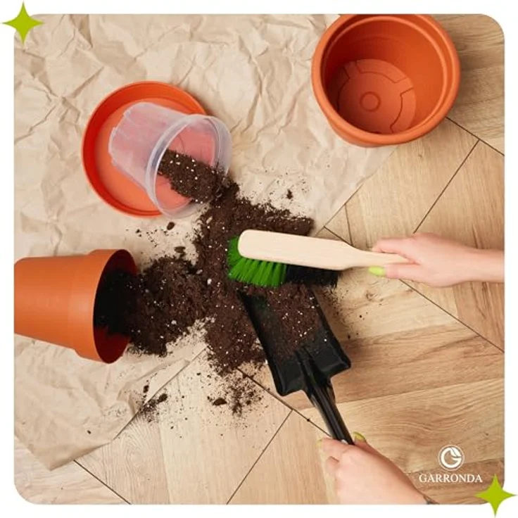 Garronda Handfeger GD-0009, Kleiner Handbesen mit Kunstborsten, Schwarz/Grün, 29 cm, ideal für Garten und Haushalt – Bild 5