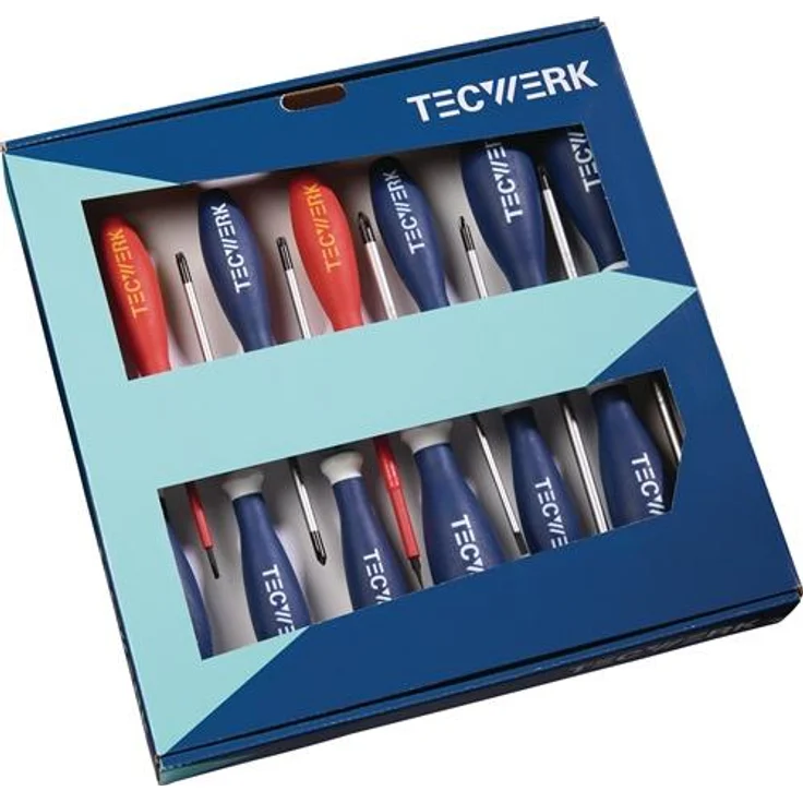 Tecwerk Schraubendrehersatz XXL, 13-teiliges Set mit Mehrkomponentengriffen und vergüteten Spezialstahlklingen, Schlitz