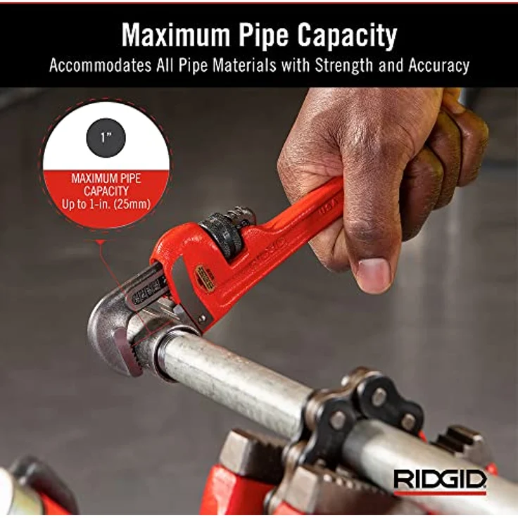 RIDGID 31005 Modell 8'' gerade Rohrzange für schwere Beanspruchung, 8'' Sanitär-Schraubenschlüssel – Bild 3