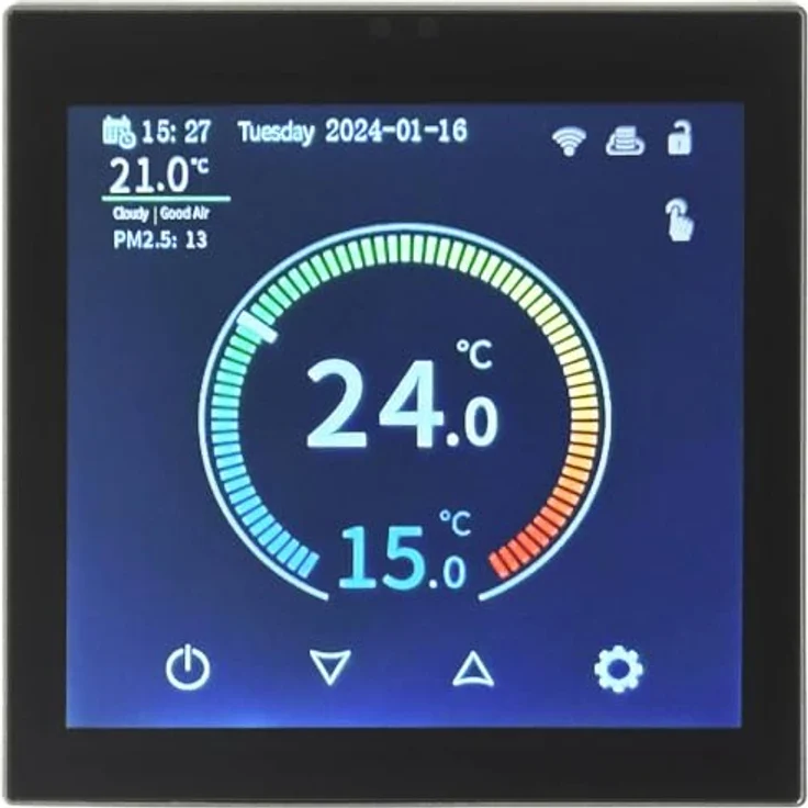 Sygonix SY-6052180, Funk-Raumthermostat Unterputz mit Hochauflösendem IPS-Touchscreen, App-Steuerung und Sicherheitssperre – Bild 3