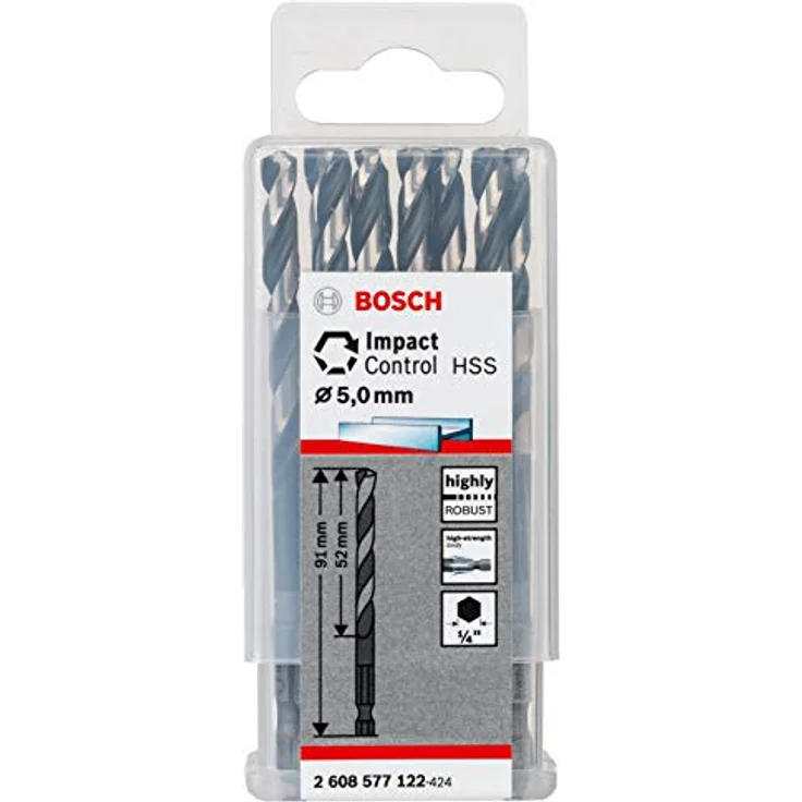Bosch Accessories 2608577056 Metall-Spiralbohrer, HSS 5mm, Gesamtlänge 91mm, geeignet für Schlagbohrer – Bild 1