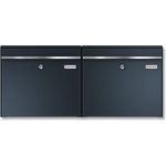 Metzler XXL Doppelbriefkasten BK212 aus massivem Stahl in Anthrazit RAL 7016 - mit austauschbarem Namensschild - Wandmontage - für 2er Familienhaus