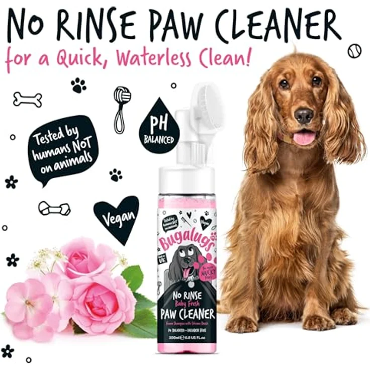 Bugalugs Hundepfotenreiniger, kein Ausspülen, Schaum, Katzen- und Hunde-Shampoo mit Silikonbürstenkopf, wasserlose Pflegeprodukte, Reisefreundlicher Pfotenreiniger für Hunde, besiegen Sie schlammige – Bild 4