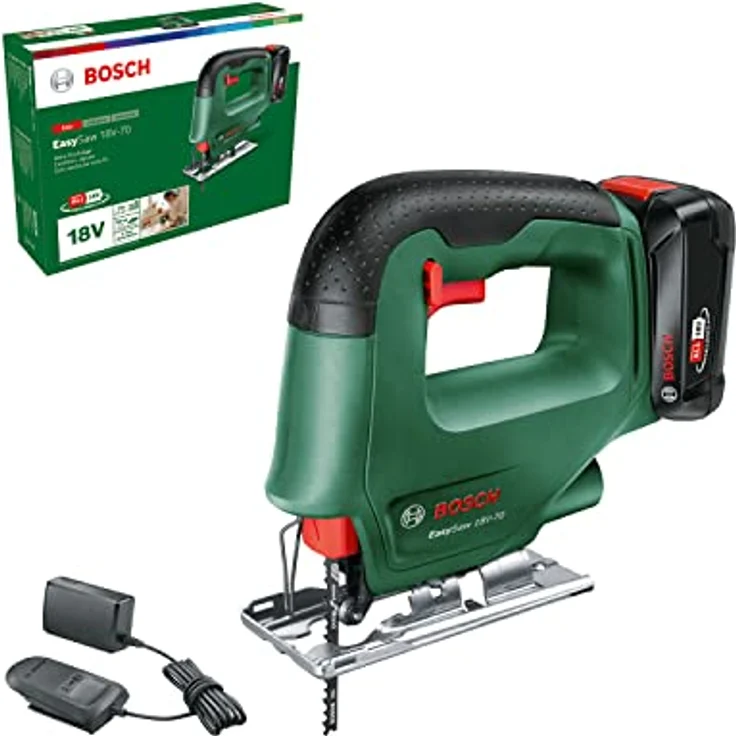 Bosch Akku Stichsäge EasySaw 18V-70 (2,0 Ah Akku, 18 Volt System, mit 1 Stichsägeblatt, Ladegerät AL 18V-20, im Karton) – Bild 1