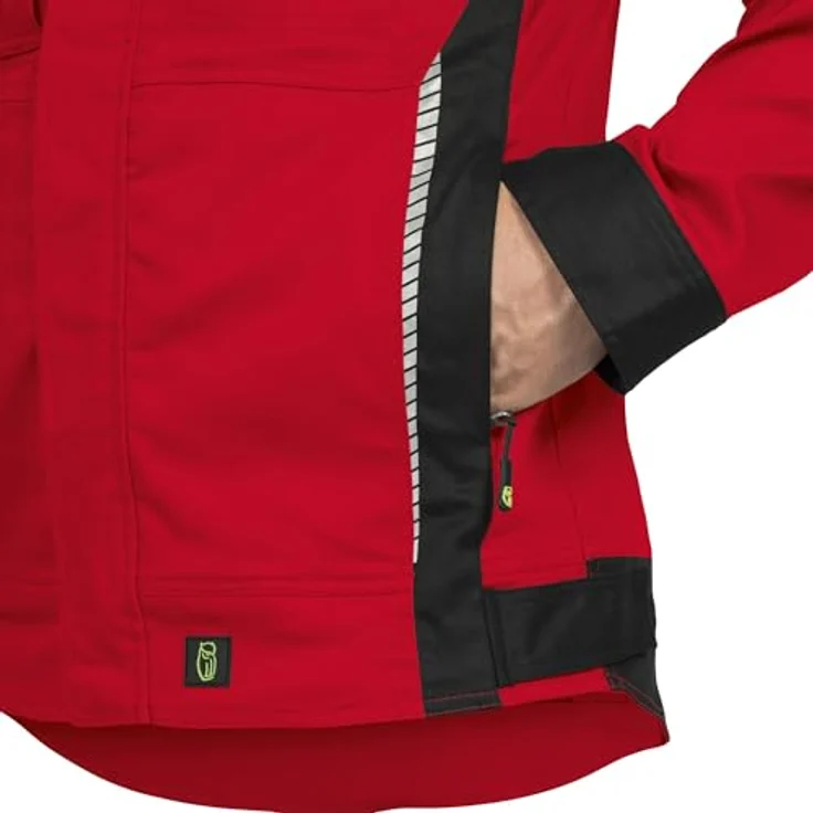 Leibwächter Flex-Line Arbeitsjacke Herren, robuste Bundjacke, atmungsaktive Allwetterjacke, rot/schwarz, Größe 5XL – Bild 2
