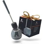 Exitoso Klobürste Silikon Antibakterielle Toilettenbürste Edelstahl Klobürstenhalter und Halter - WC Bürste Toilettenbürste Silikon Klobürste schwarz - Toilettenbürste Silikon Kopf Silikon Klobürsten