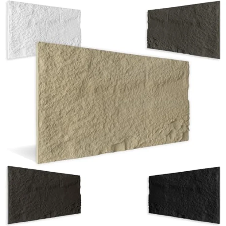 HEXIM 3D Wandpaneele, Steinoptik Felsen Platten, 10 Stück, 120x60cm, beige, PU Material, 7,3 m² wasserabweisend, schimmelresistent, einfach zu montieren – Bild 1