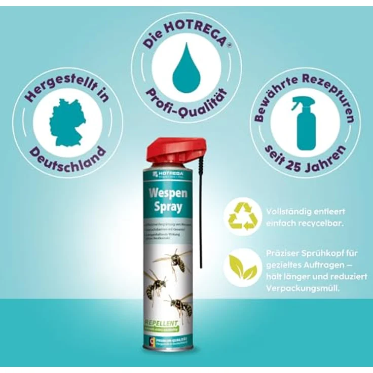 HOTREGA Wespen Spray Repellent 600 ml, effektive Wespenabwehr mit Geraniol für Haus, Garten, Balkon und Terrasse, langanhaltende Wirkung – Bild 5