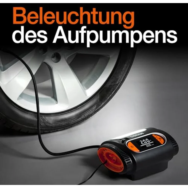 Osram OTI2120 Kompressor TYREinflate 2120, schneller Reifenfüller mit digitalem Display und Auto-Stopp-Funktion, 3 m Kabel, flexibel 60 cm Schlauch – Bild 8