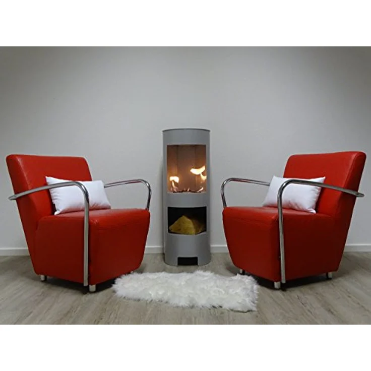 Ethanol und Gelkamin Gel Kamin Modell Hightower Silber 100cm mit Holzfach inklusive 3 Brennstoffdosen - Preisvergleich