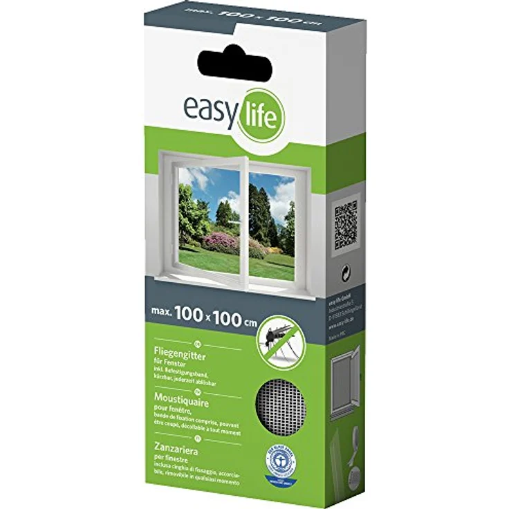 easy life Insektenschutzgitter für Fenster inkl. Klettband 100 x 100 cm weiss – Bild 3