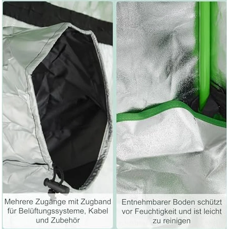 Relaxdays Gewächshaus Growbox, dunkler Growschrank mit 95% Lichtreflexion, 4 Zugängen und Sichtfenster – Bild 7
