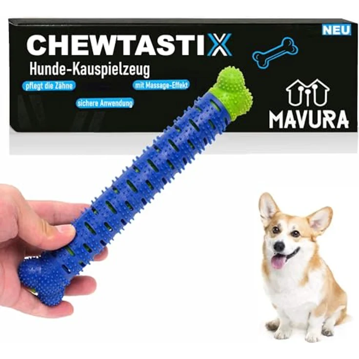 MAVURA CHEWTASTIX Hunde Zahnbürste Zahnsteinentferner Zahnpflege Gummi, Kau Knochen Reinigung Mundgeruch Kauknochen – Bild 1