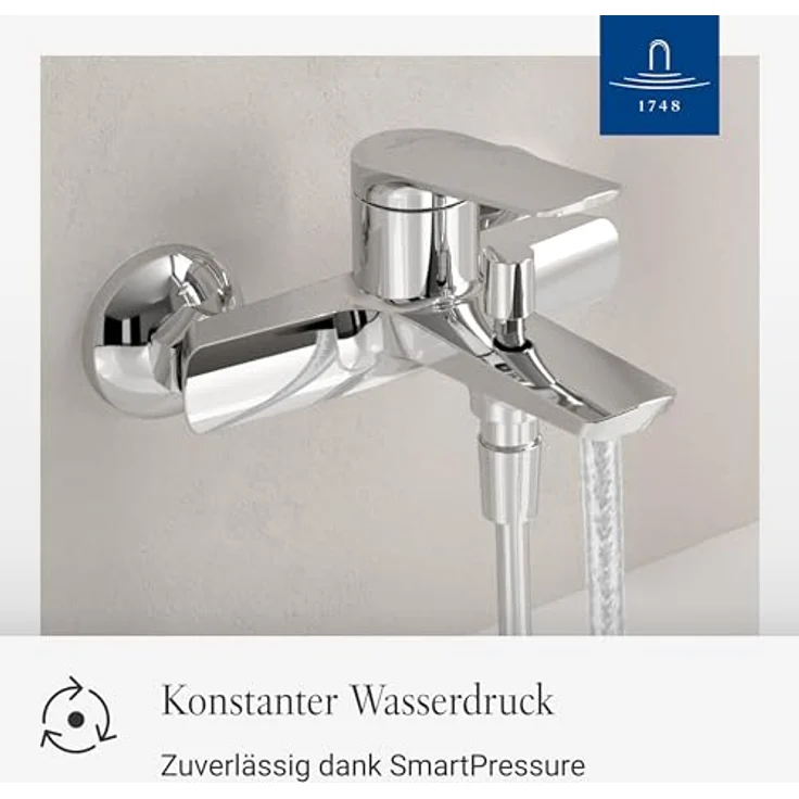 Villeroy & Boch Oasis Wannenarmatur, Aufputz Wasserhahn mit Rückflussschutz, Umstellfunktion und SmartPressure-Technologie – Bild 3