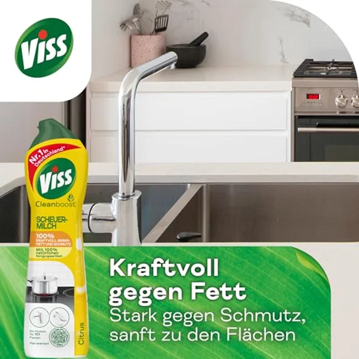 Viss Cleanboost Scheuer-Milch Citrus 500ml - Gegen Fett und Schmutz (1 Allzweckreiniger) – Bild 6