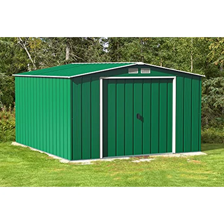Duramax ECO 10 x 12 (11.03 m²) Metallgerätehaus, feuerverzinktes Metall gerätehaus - Geräteschuppen, verstärkte Dachkonstruktion, wartungsfreier und wetterfester Metallschuppen, Grün – Bild 2