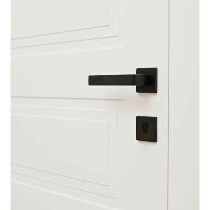 Generico 1 Paar Türgriffe für Innentüren, moderner schwarzer quadratischer Griff mit Design-Rosette, universal einsetzbar, inklusive Befestigungsset für rechts/links – Bild 5
