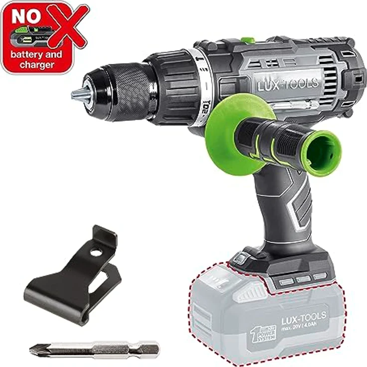 LUX-TOOLS A-BS-20/S Akku-Schlagbohrschrauber mit 2-Gang Getriebe & 13mm Schnellspann-Bohrfutter | 20V Bohrmaschine mit regelbarer Drehzahl bis 1650/min (Umdr.) [ohne Akku/ohne Ladegerät] – Bild 2