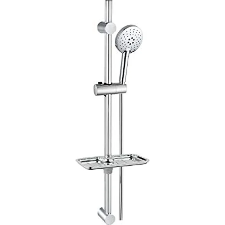 EISL DX7020CSB Duschset RIMINI ohne Armatur, Duschsäule mit Handbrause und Seifenschale, ideal zum Nachrüsten durch Nutzung vorhandener Bohrlöcher, komplettes Montageset, Chrom – Bild 4