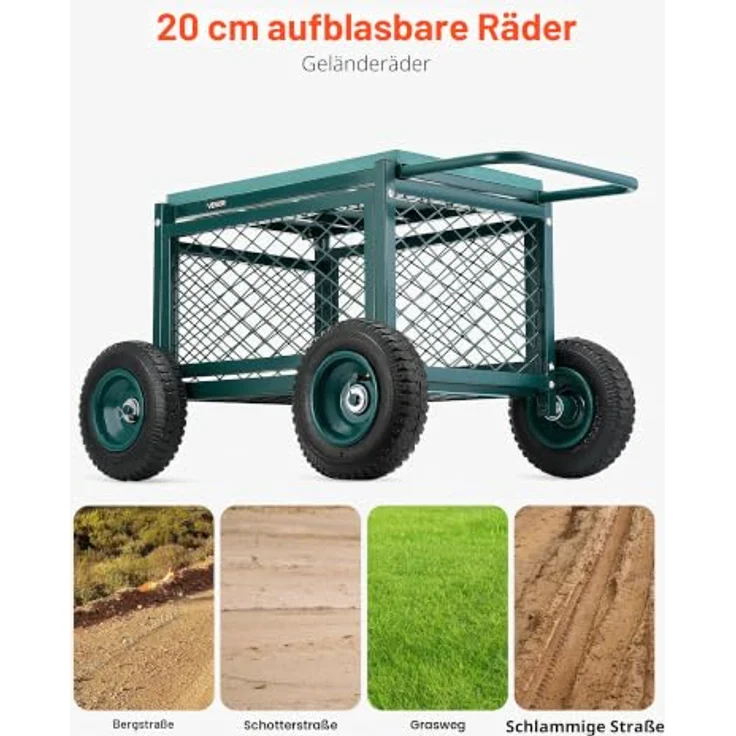 VEVOR Gartenrollsitz, Rollbarer Gartensitz aus Metall mit 180 kg Tragkraft, 4-in-1 Design mit Stauraum, 8-Zoll-Rädern, für Rasen und Terrasse – Bild 2