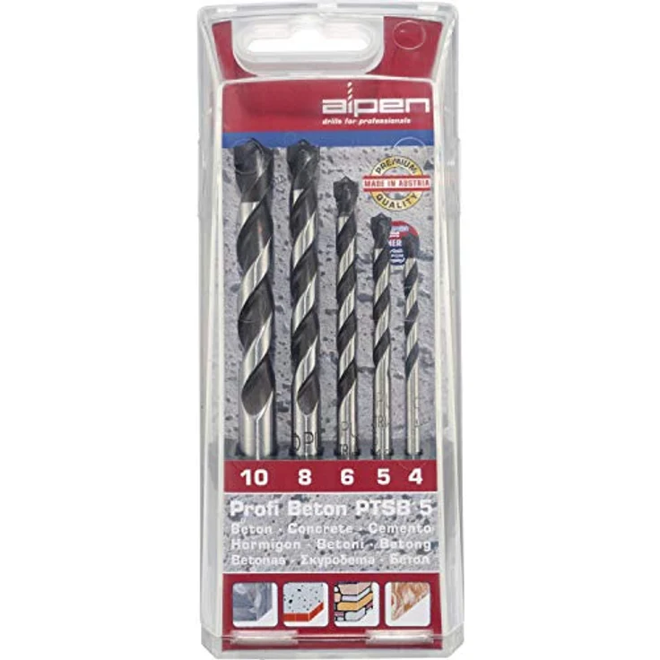 Alpen HM-Betonbohrer-Satz Profi Bohrer ø 4-10 mm 5-teilig – Bild 2