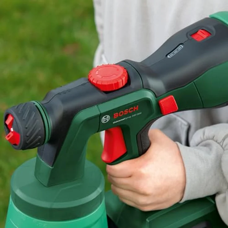 Bosch Akku-Farbsprühsystem UniversalSpray 18V-300, sprühfähig für Dispersions-/Latexfarben und Lacke, 1200 ml Becher, 2 m²/min, ohne Akku – Bild 4