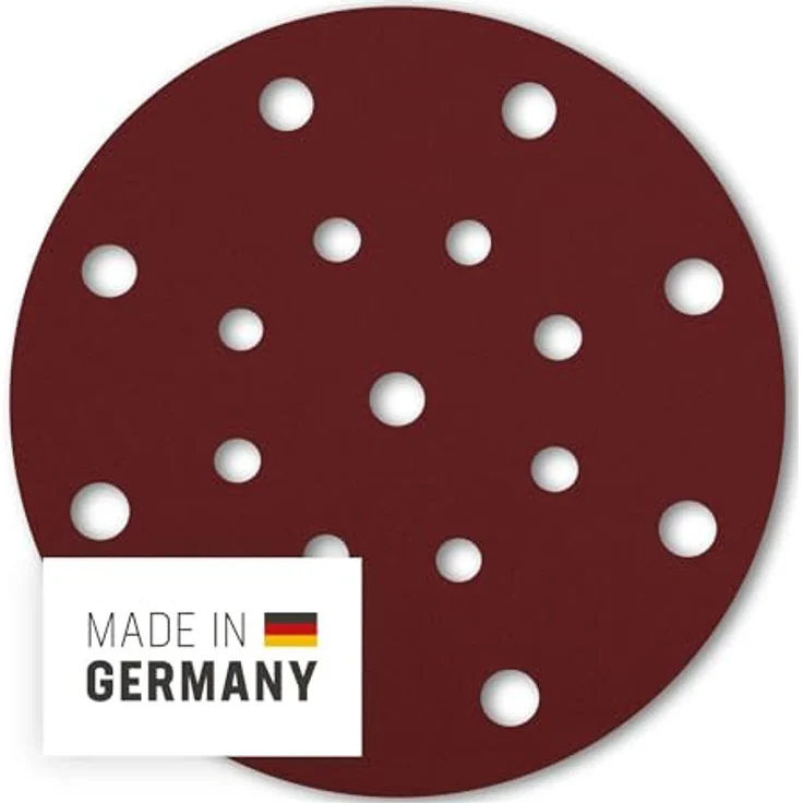 STIER Schleifscheiben Holz D150 / P180 / 16-Loch / 25 Stk., Schleifpapier, Exzenterschleifpapier, Exzenterschleifscheiben, 150mm, Made in Germany, hochwertiges Korund-Schleifkorn – Bild 2