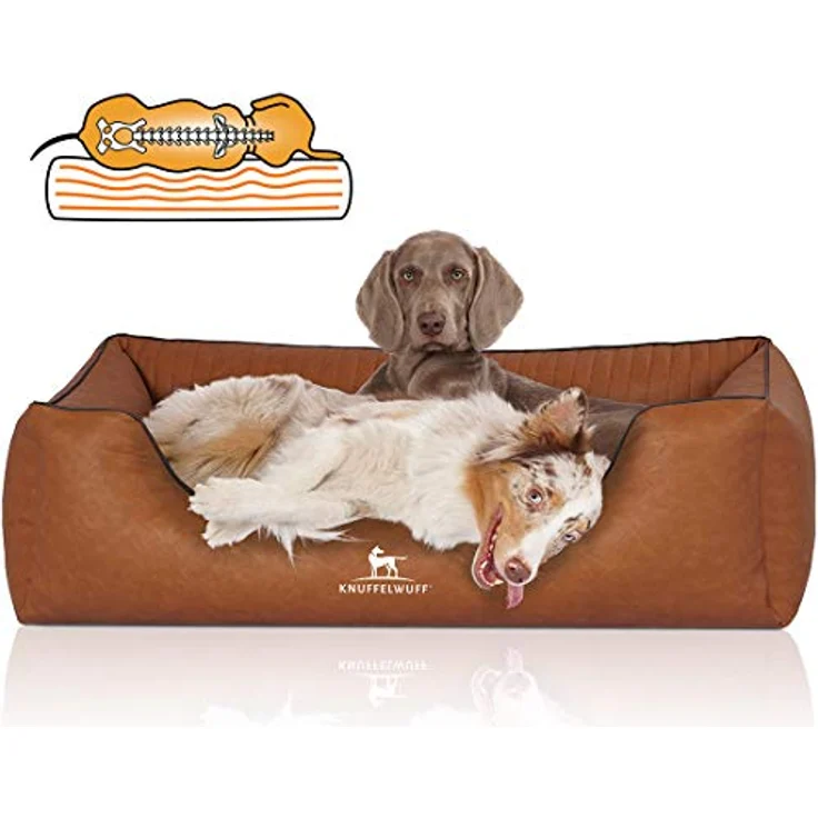 Knuffelwuff Orthopädisches Hundebett Chesapeake, XXL 120 x 85 cm, marmoriertes Kunstleder Rusty, abnehmbarer Bezug, leicht zu reinigen, für große, mittelgroße und kleine Hunde – Bild 1