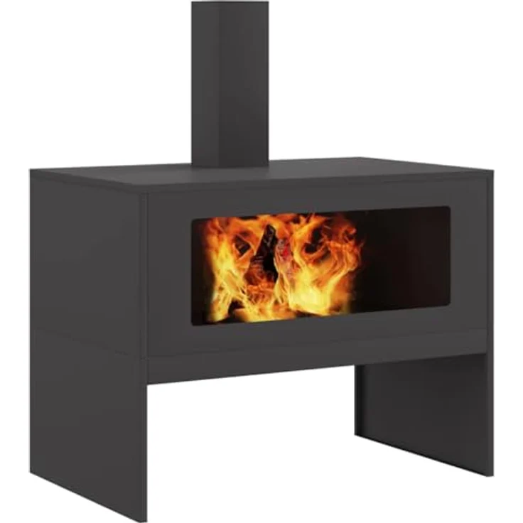 vidaXL Feuerstelle Schwarz 80 x 50 x 96 cm, Kaltgewalzter Stahl, moderne Garten- und Terrassenheizung mit offenem Design – Bild 1