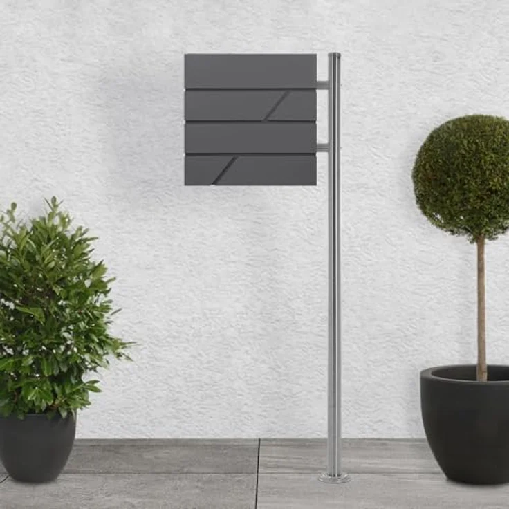 ML-DESIGN Standbriefkasten Briefkasten Postkasten mit Zeitungsfach inkl. Standfuß, Briefkastenanlage mit Ständer Silber 120cm Mailbox mit Pfosten, Edelstahl, rostfrei, wetterfest – Bild 2