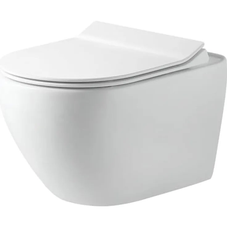 Primaster Wand WC Salvando, spülrandloser Tiefspüler in weiß, inkl. WC-Sitz, 4 Liter Spülmenge