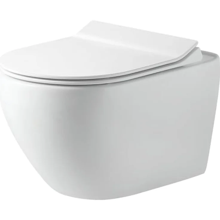 Primaster Wand WC Salvando, spülrandloser Tiefspüler in weiß, inkl. WC-Sitz, 4 Liter Spülmenge – Bild 1